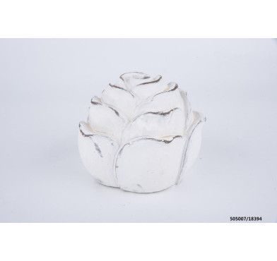 ROSE BLANCHE 14X14X12CM CIMENT︱Lory