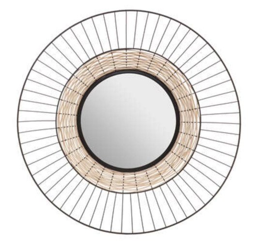 MIROIR METAL NOIR ET ROTIN︱Lory