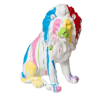 STATUE LION EN RESINE BLANC︱Lory