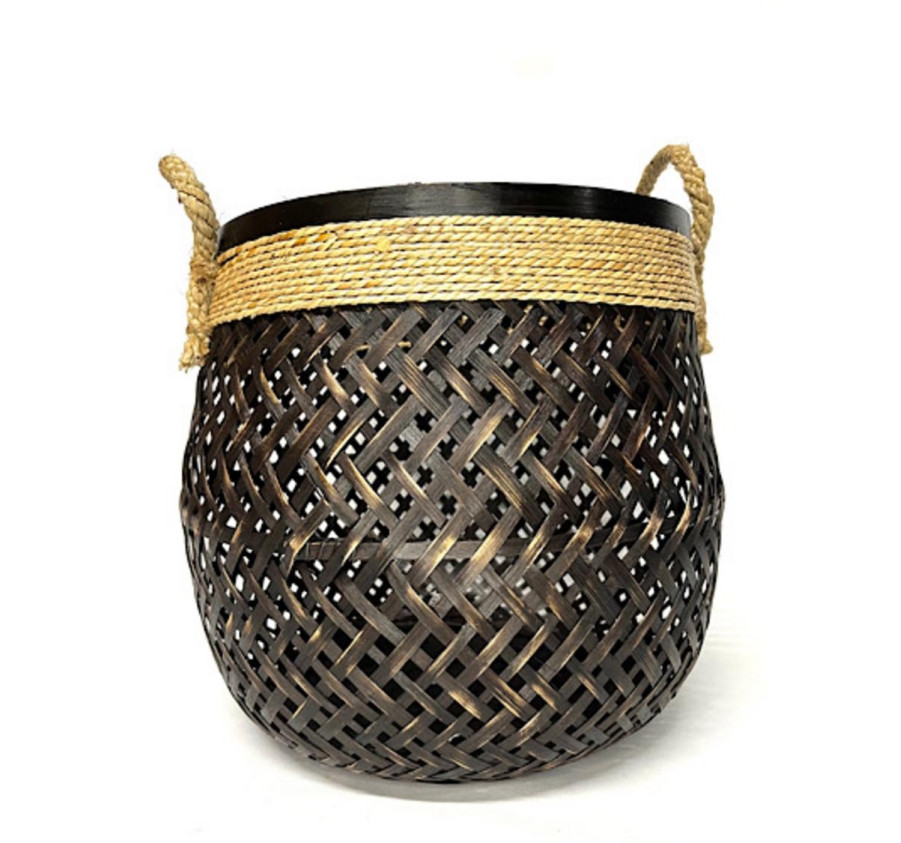 PANIER ROND BAMBOU COLORIS