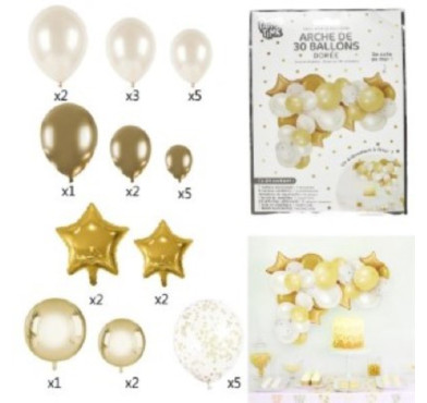 ARCHE DE 30 BALLONS DOREE︱Lory