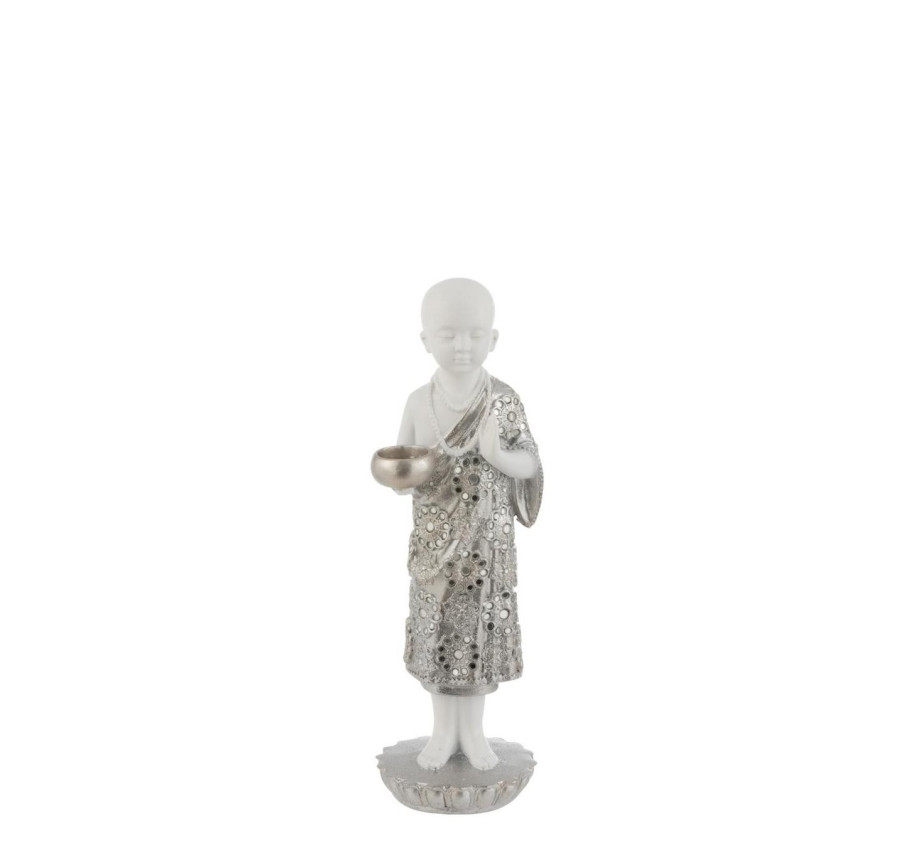 PHOTOPHORE MOINE ARGENTE/BLANC