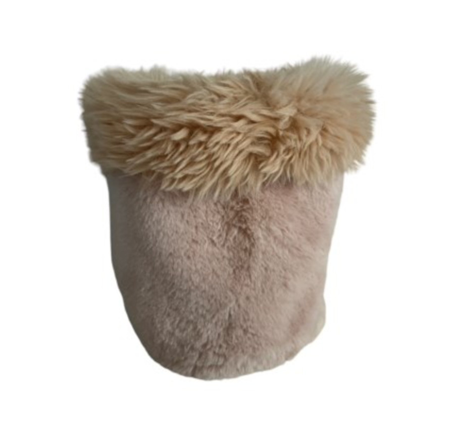 CONTENANT ROND FOURRURE ROSE