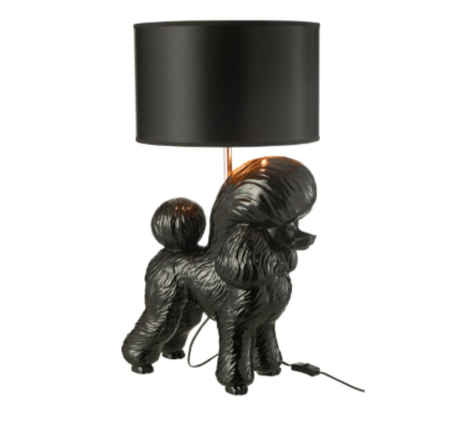 LAMPE CANICHE EN RESINE NOIR
