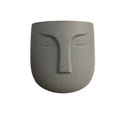 CACHE POT GRIS DECO "VISAGE"︱Lory