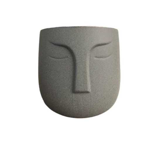 CACHE POT GRIS DECO "VISAGE"︱Lory