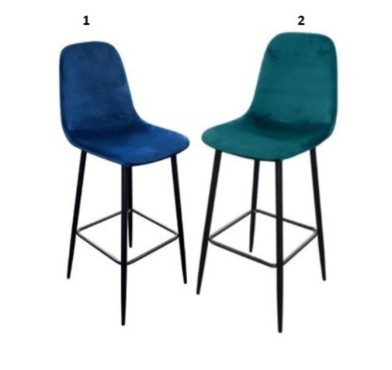 TABOURET DE BAR VELOURS BLEU︱Lory