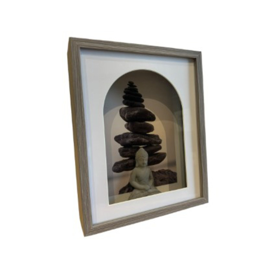 CADRE EN BOIS GRIS BOUDDHA