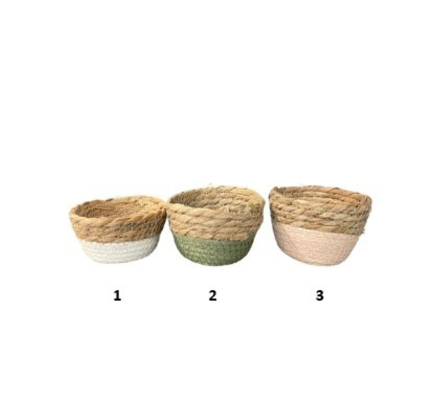 PANIER EN OSIER BICOLORE OVAL