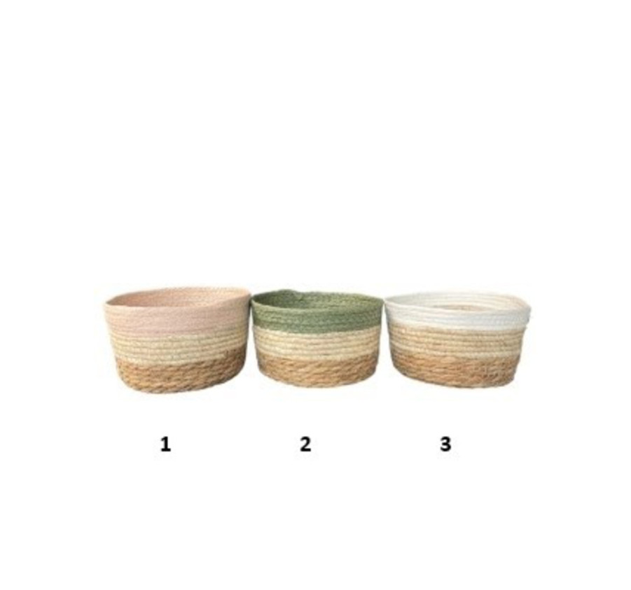 PANIER EN OSIER ROND BICOLORE