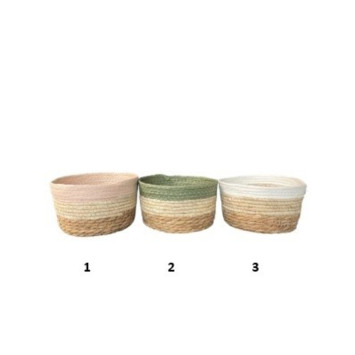 PANIER EN OSIER ROND BICOLORE︱Lory