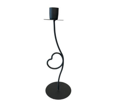 BOUGEOIR EN METAL NOIR H.24CM︱Lory