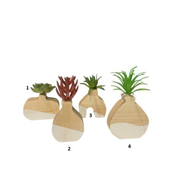 VASE EN BOIS AVEC PLANTE︱Lory