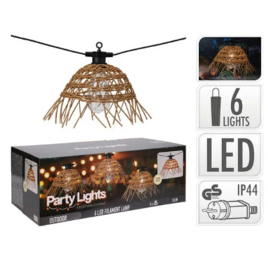 GUIRLANDE 6 LAMPES EN ROTIN︱Lory
